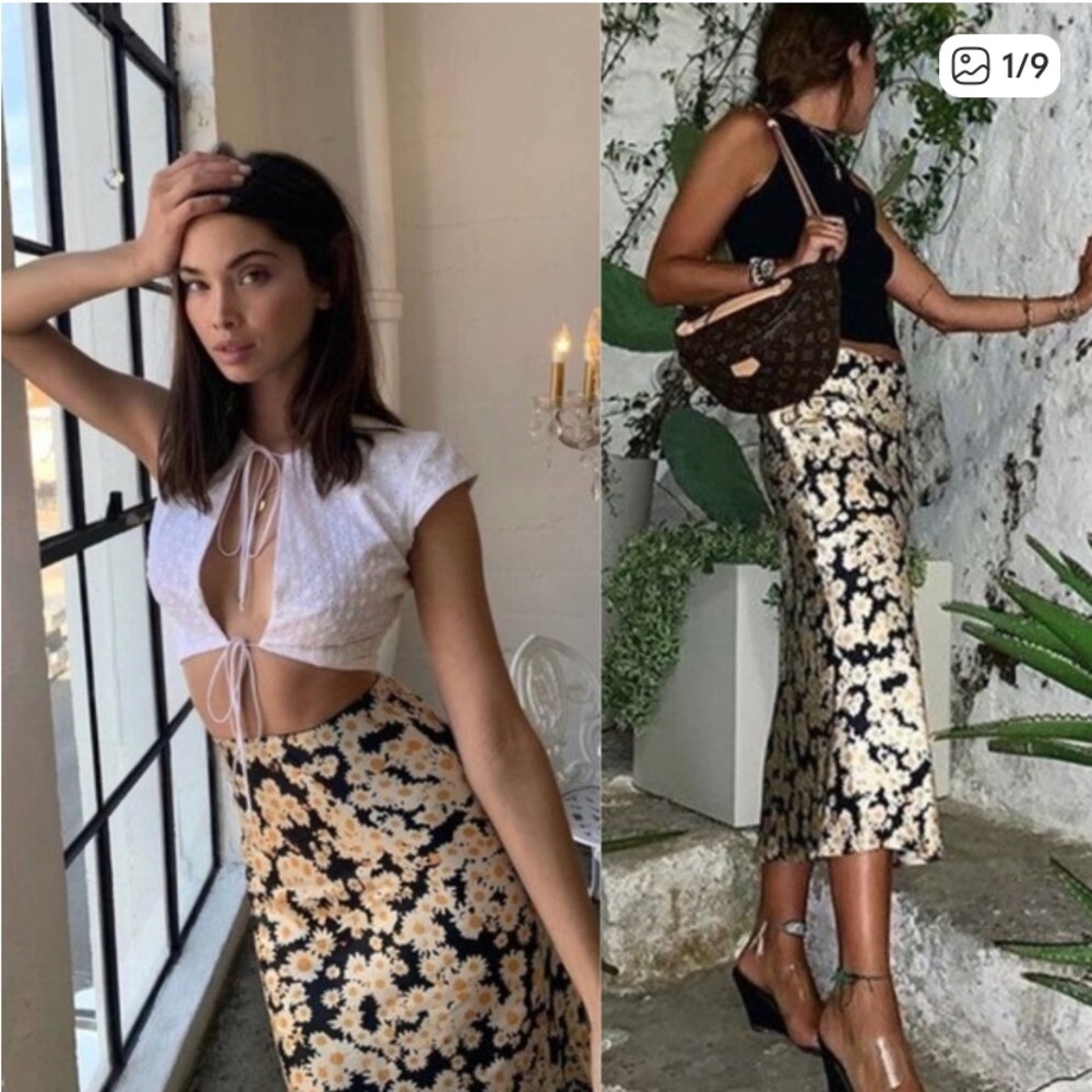 Realisation Par Naomi Silk Skirt Flower‎ Power Floral Size XS